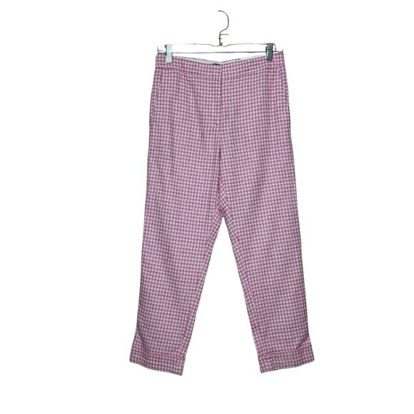 Ann Taylor pink white houndstooth ankle pants size 4P - Picture 10 of 11